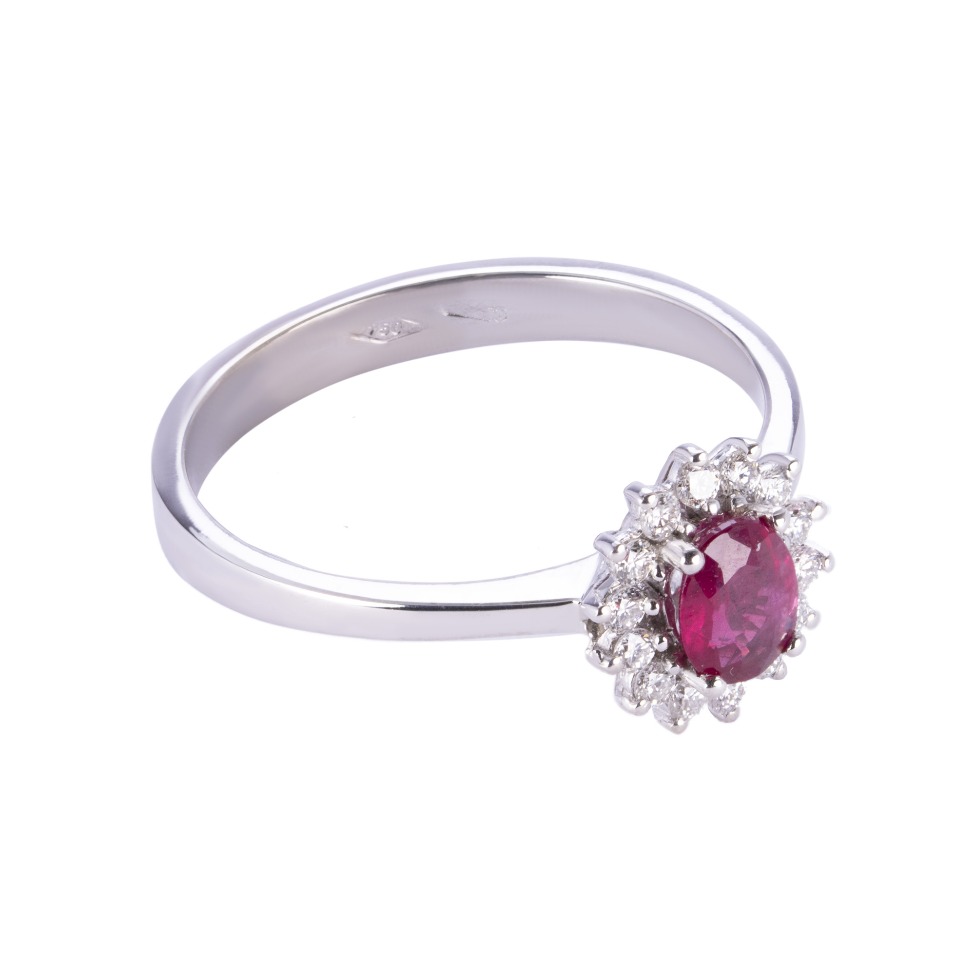 GI-A011 anello oro bianco diamanti rubino naturali palermo giambertone artigiano orafo