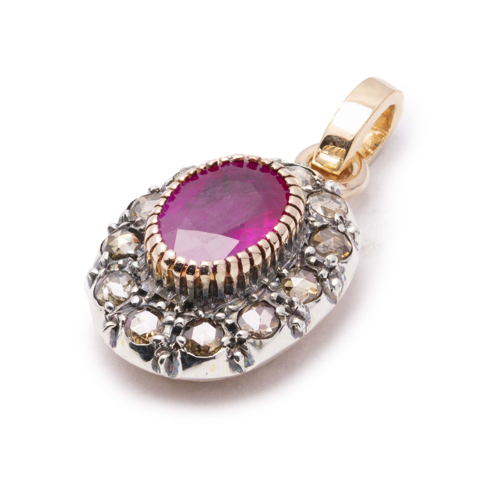SA-A 026 collana ciondolo oro diamanti rubino vintage antico donna giambertone artigiano orafo