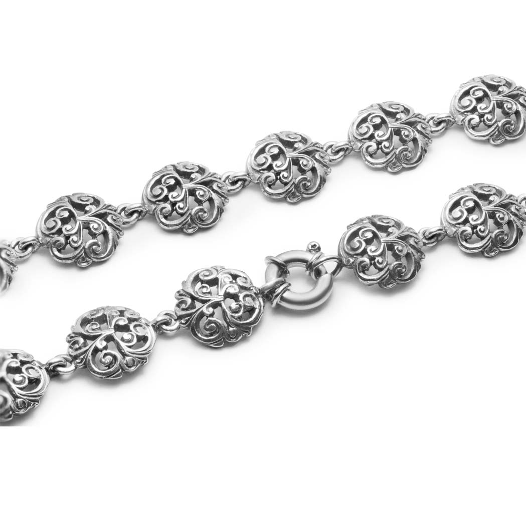 AR-C 025 collana argento 925 catena floreale chiusura palermo giambertone artigiano orafo