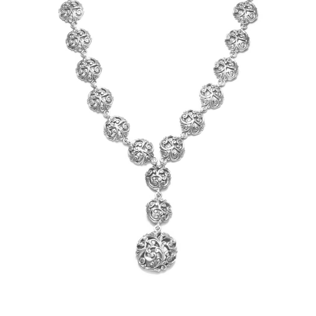AR-C 025 collana argento lunga elegante floreale palermo giambertone artigiano orafo