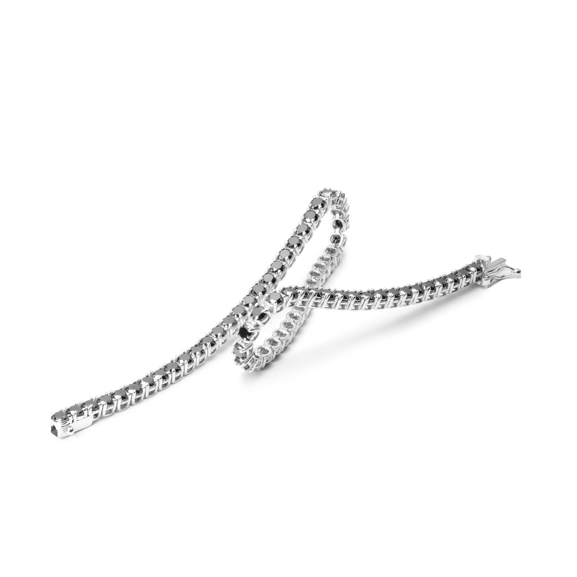 GI-B 007 Bracciale oro bianco diamanti neri uomo gioielli giambertone artigiano orafo