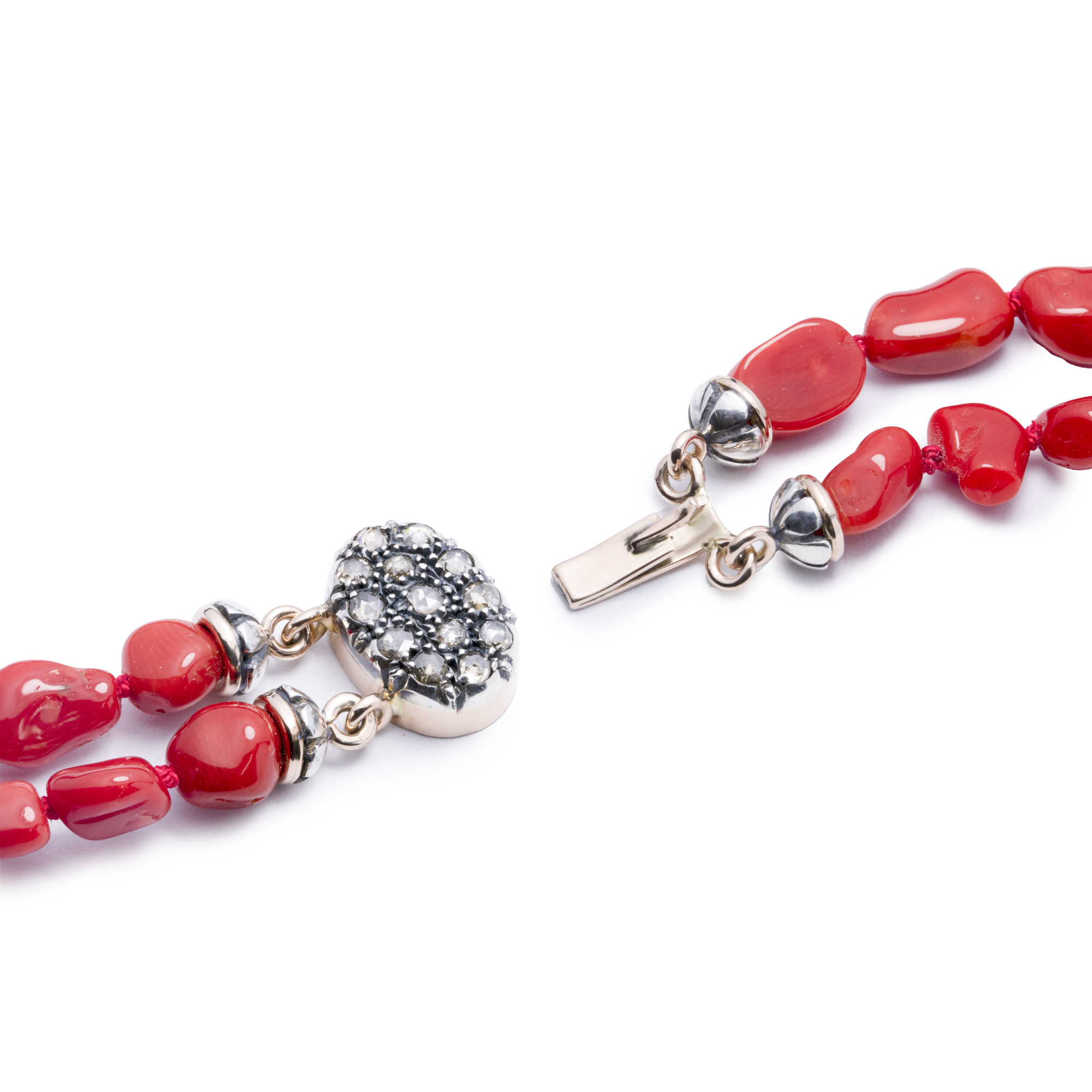 SA-B 007A bracciale oro diamanti corallo argento gioielli gimabertone artigiano orafo