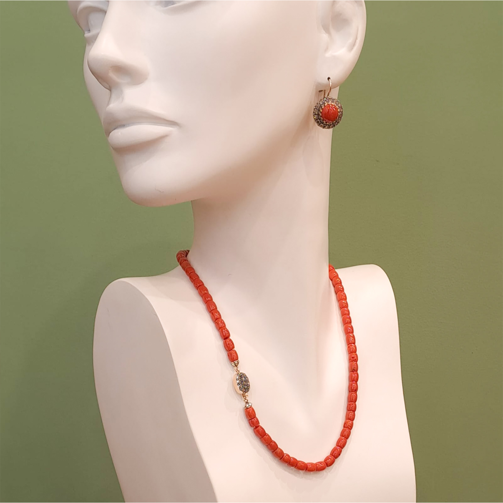 SA-C 014 collana oro diamanti corallo argento gioielli gimabertone artigiano orafo