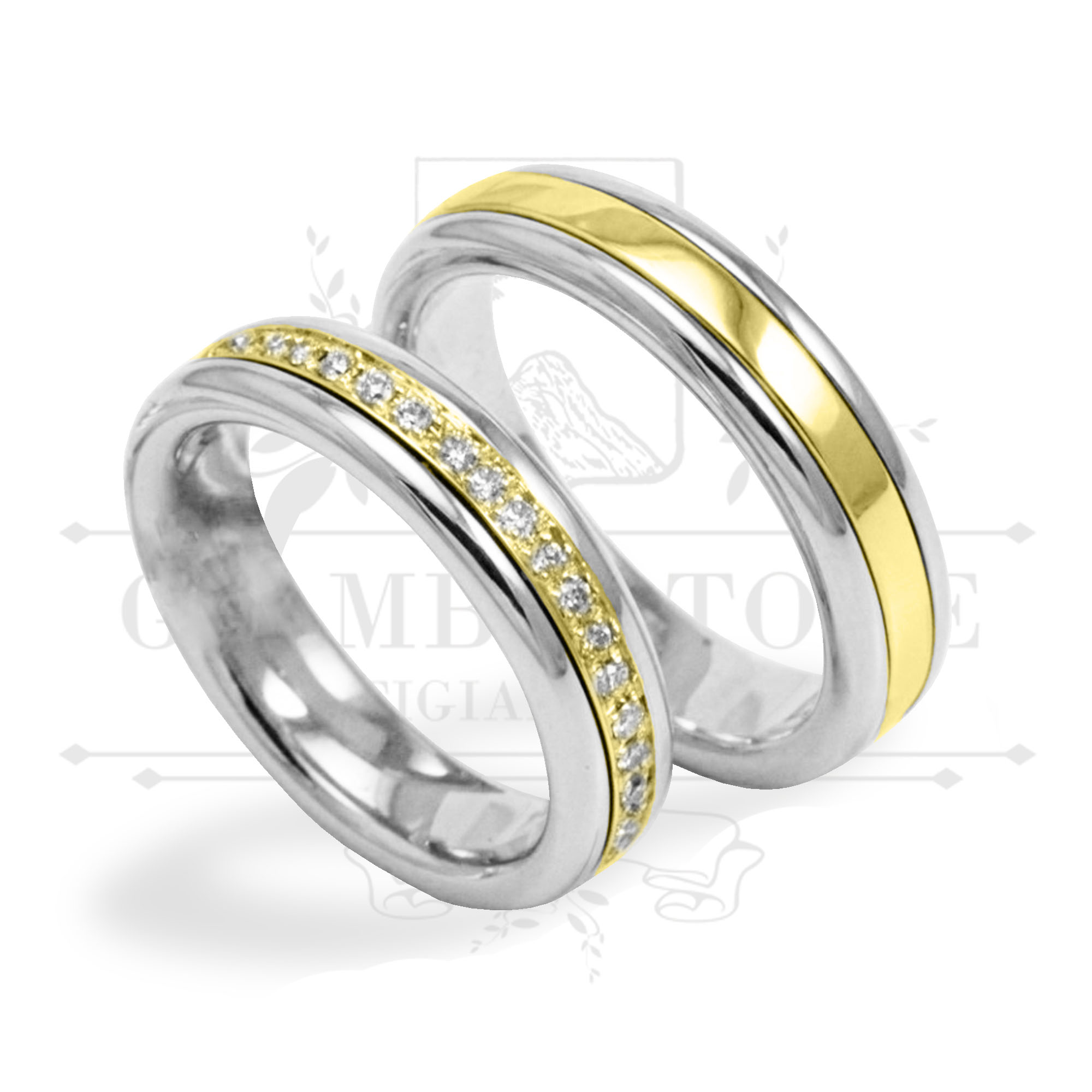 F A 015 fedi anniversario oro diamanti bianco giallo palermo giambertone artigiano orafo
