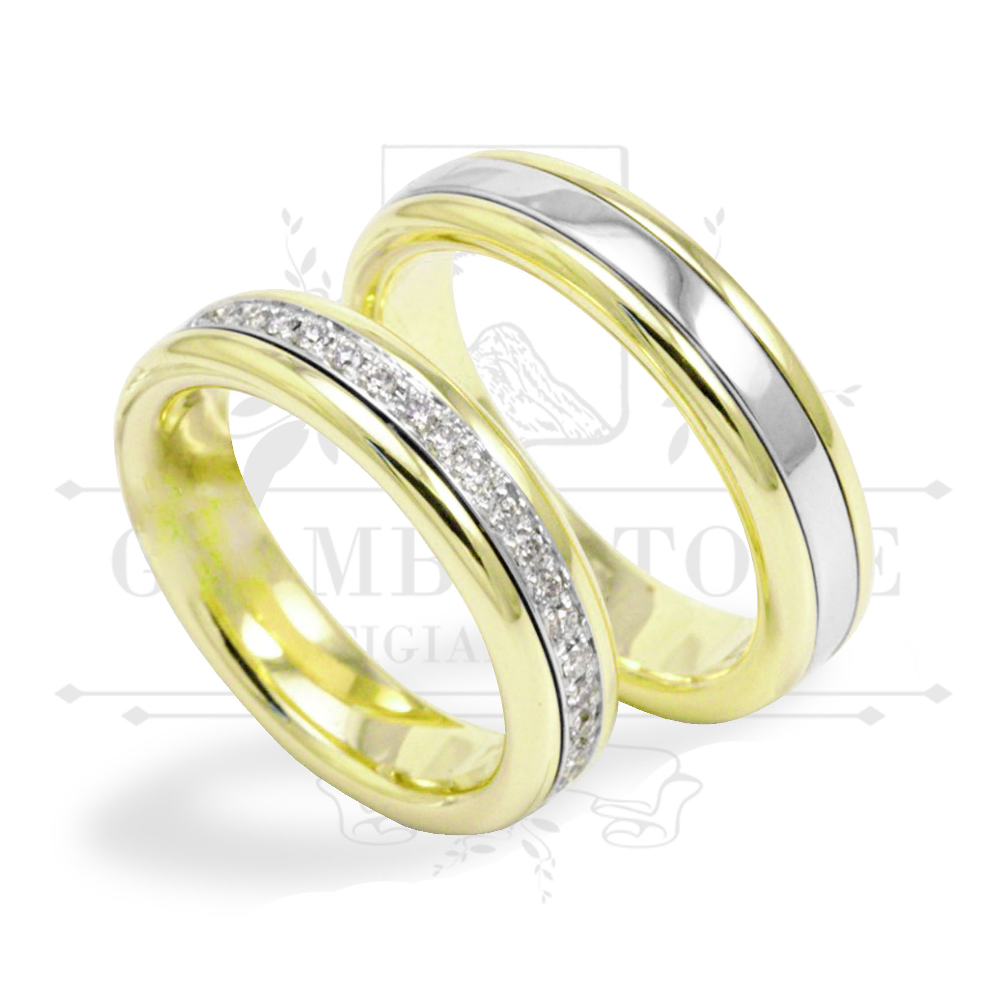 F A 015 fedi anniversario oro diamanti bianco giallo palermo giambertone artigiano orafo