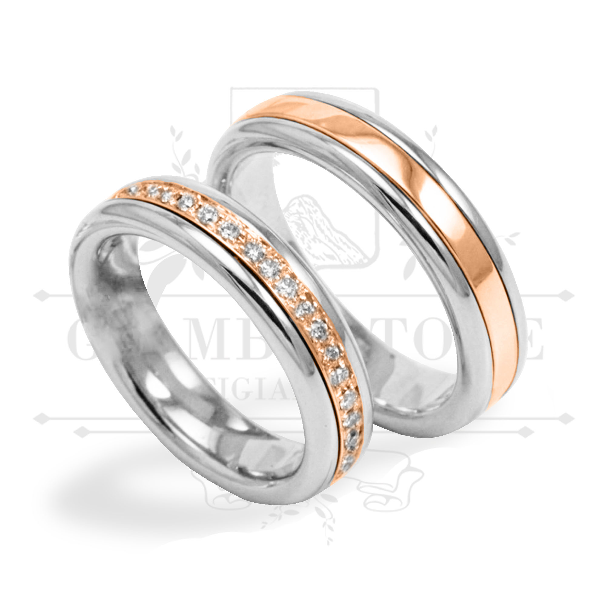 F A 015 fedi anniversario oro diamanti bianco rosa palermo giambertone artigiano orafo