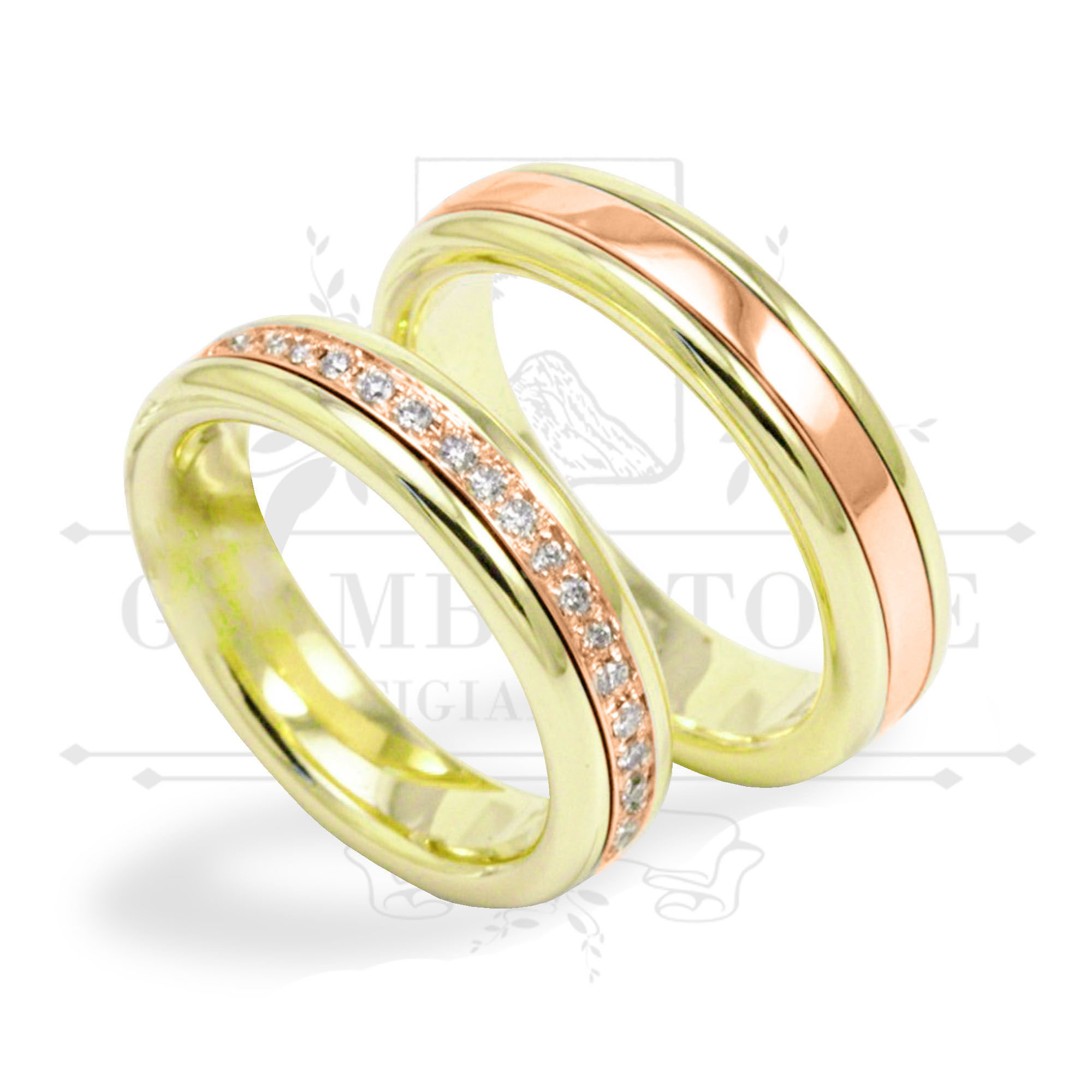 F A 015 fedi anniversario oro diamanti rosa giallo palermo giambertone artigiano orafo