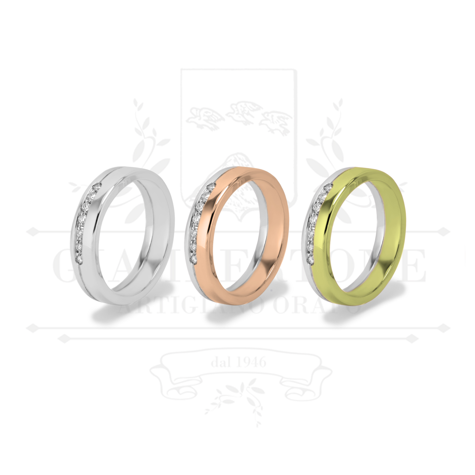 FEDI Anniversio 25 50 oro bianco giallo rosa diamanti artigianali palermo giambertone artigiano orafo