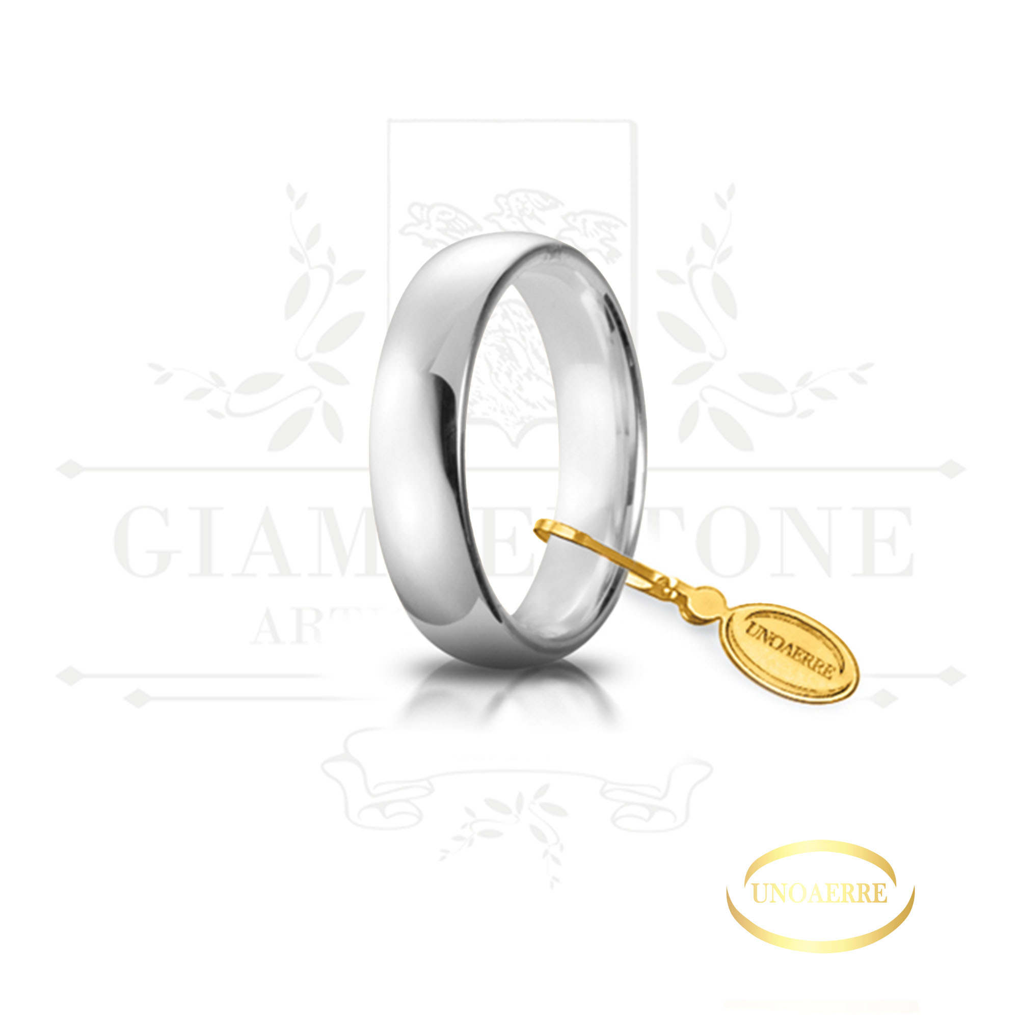 anello fede unoaerre oro bianco 5 mm comoda giambertone artigiano orafo