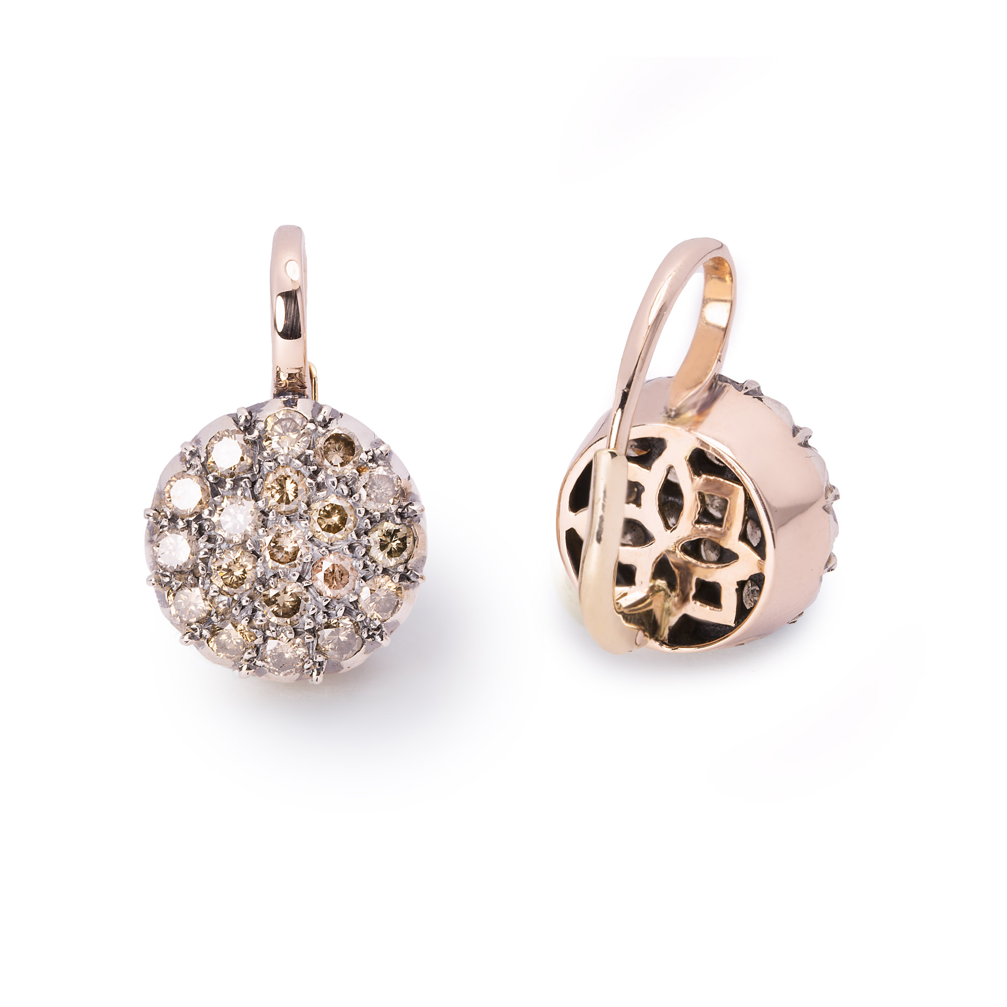 SA-O 102 orecchini toppa oro rosa diamanti gioielli giambertone artigiano orafo
